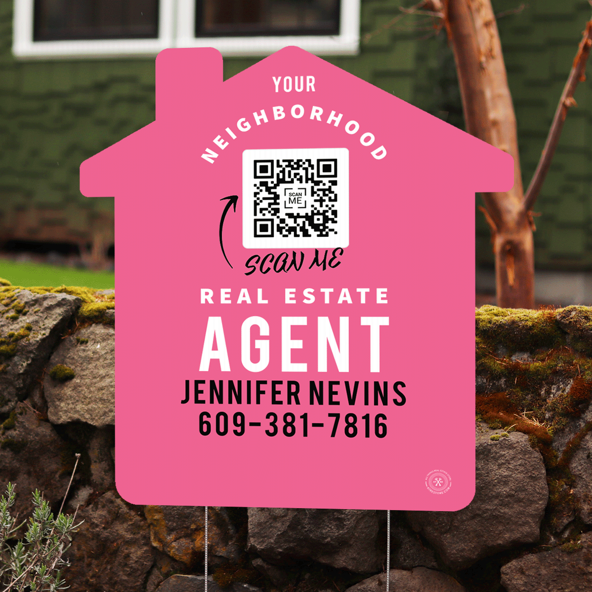 Personalized Neighborhood Agent House Shaped Sign