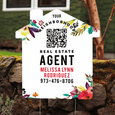 Personalized Neighborhood Agent House Shaped Sign