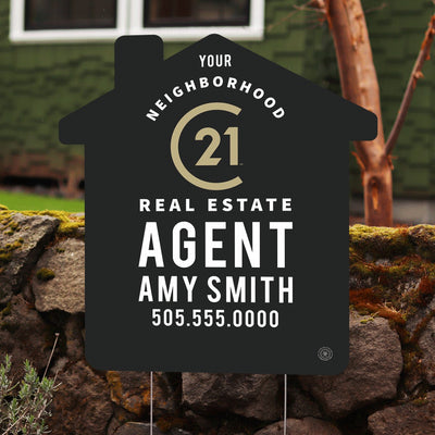 C21 - Personalized Neighborhood Agent House - Shaped Sign - All Things Real Estate