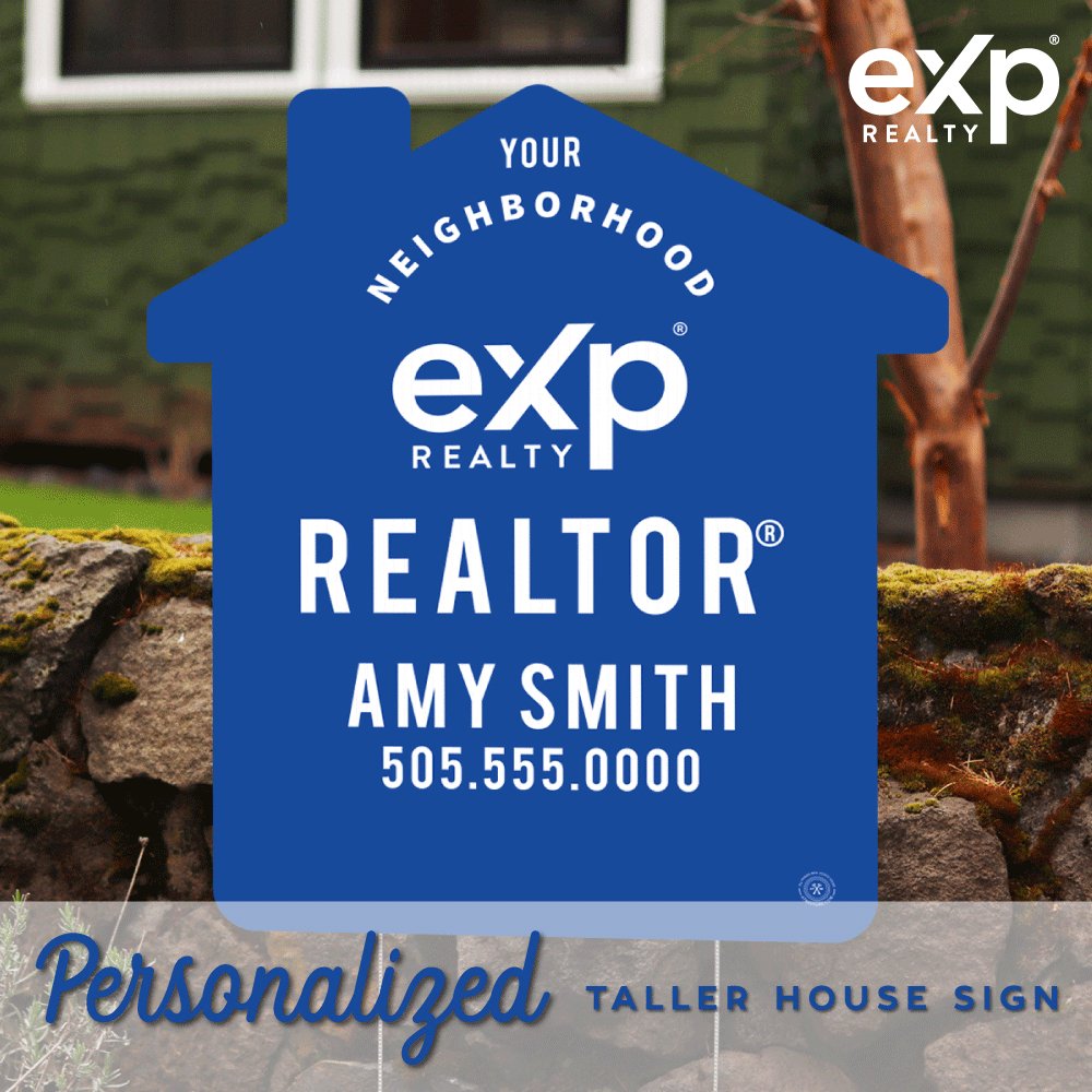 EXP Realty - Personalized Neighborhood Agent House - Shaped Sign - All Things Real Estate