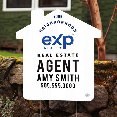 EXP Realty - Personalized Neighborhood Agent House - Shaped Sign - All Things Real Estate