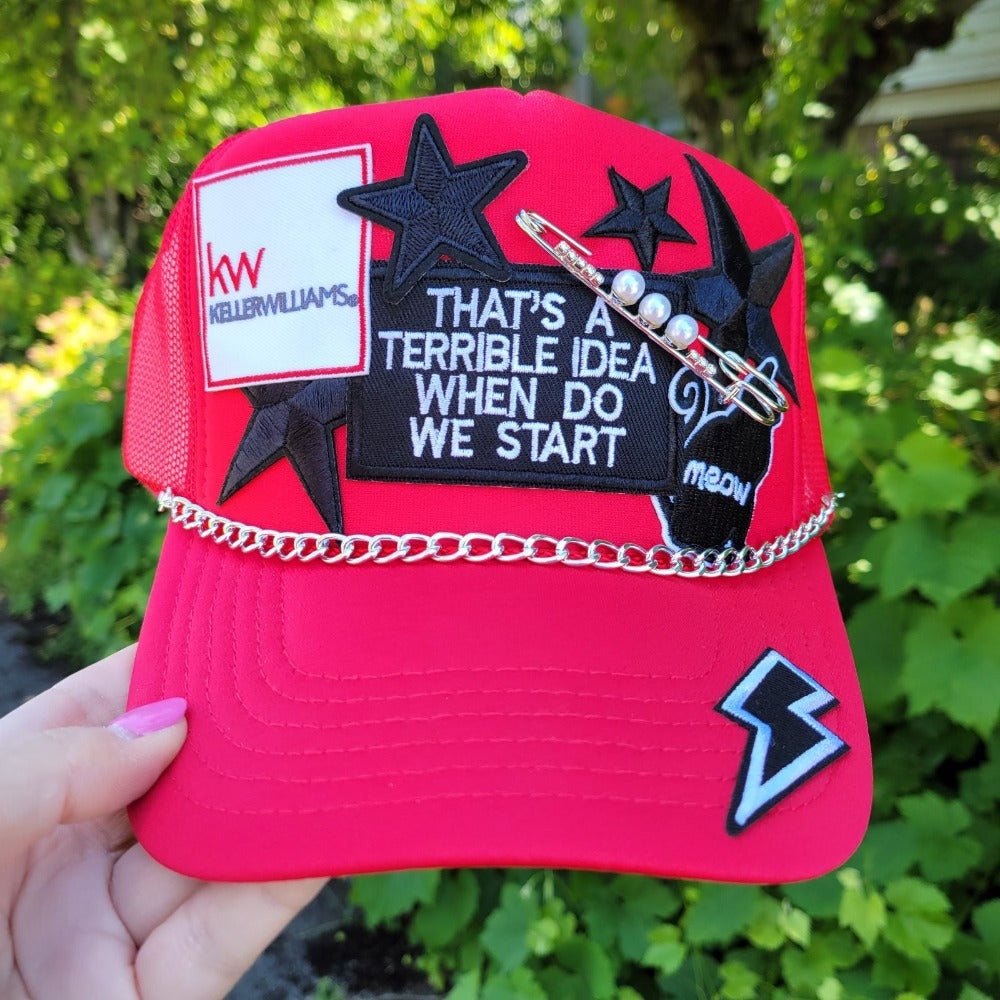 Foam Trucker Hat - KW Keller Williams - That's a Terrible Idea, When Do We Start - Cat - Stars - Pin with Pearls - All Things Real Estate