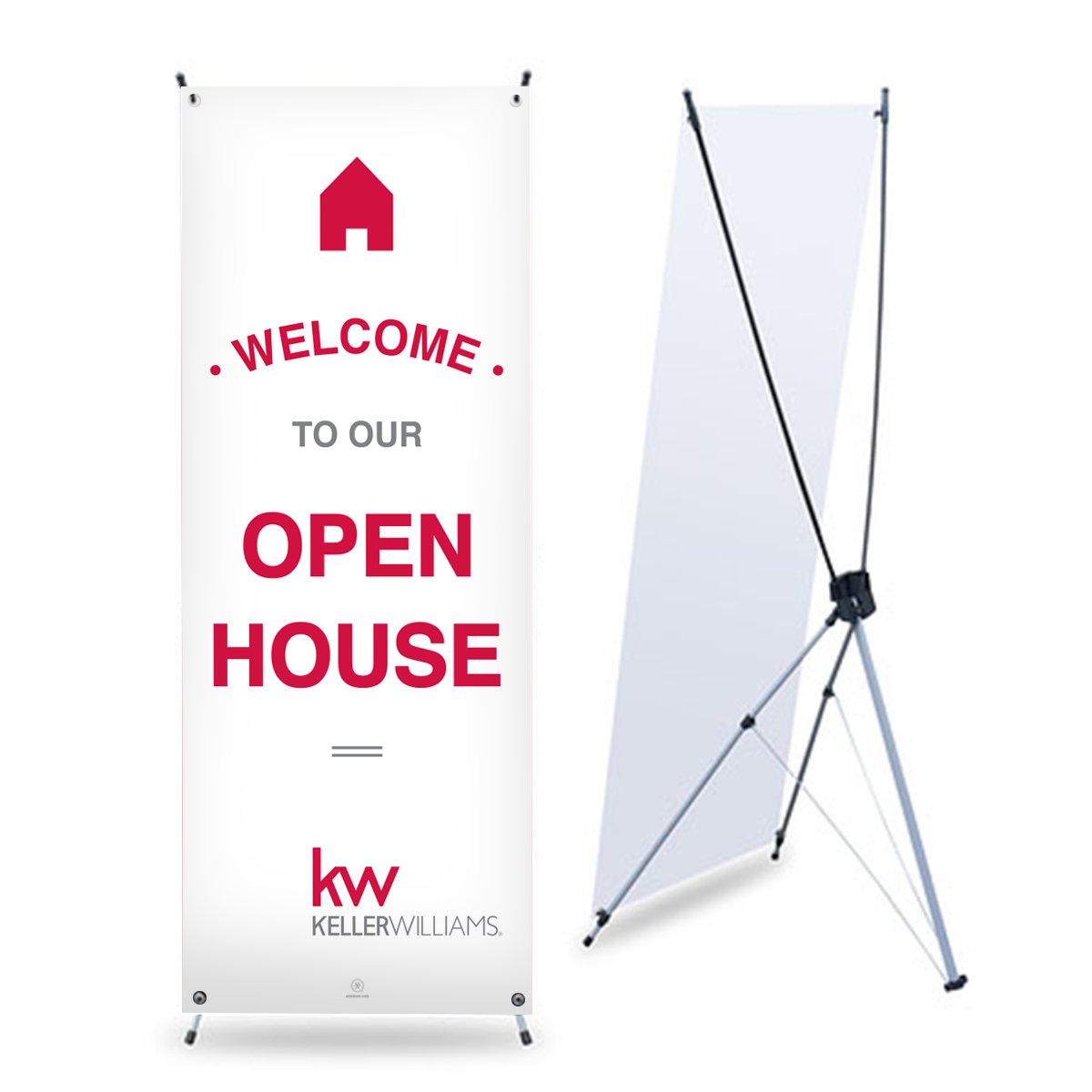 Keller Williams Open House Banner - White - With Stand - All Things Real Estate