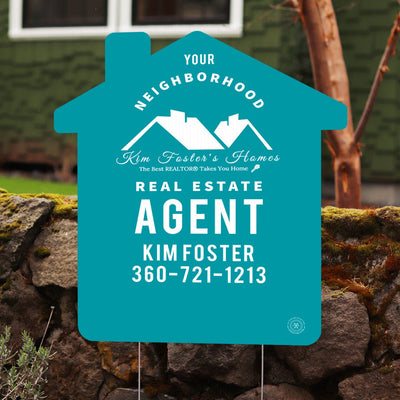 Personalized Neighborhood Agent House Shaped Sign - All Things Real Estate