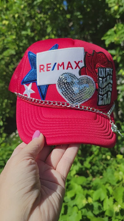 Foam Trucker Hat  - Re/Max - In My Real Estate Era - Stars - Rose - Sparkle Heart - Chain with key & lock charm