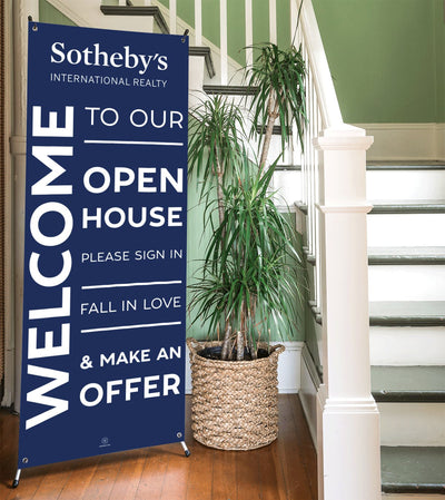 Sotheby's Real Estate - Open House Banner - Blue - With Stand - All Things Real Estate