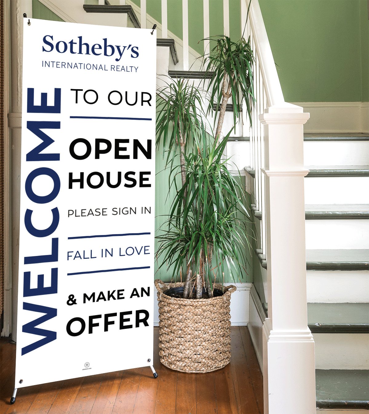 Sotheby's Real Estate - Open House Banner - White - With Stand - All Things Real Estate